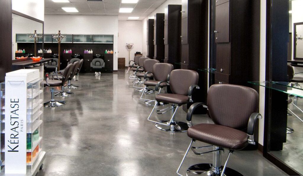 Italian Design styling stations enhance the relaxing environment and provide freedom of movement for stylists and clients.